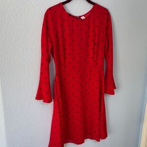 Old Navy Red and Black Polka Dot 3/4 Sleeve Dress Size Small